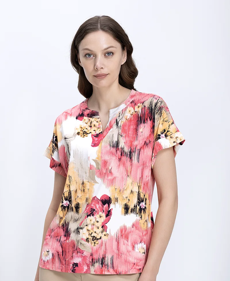 Γυναικεία Μπλούζα Floral Relaxed Fit Με Abstract Print