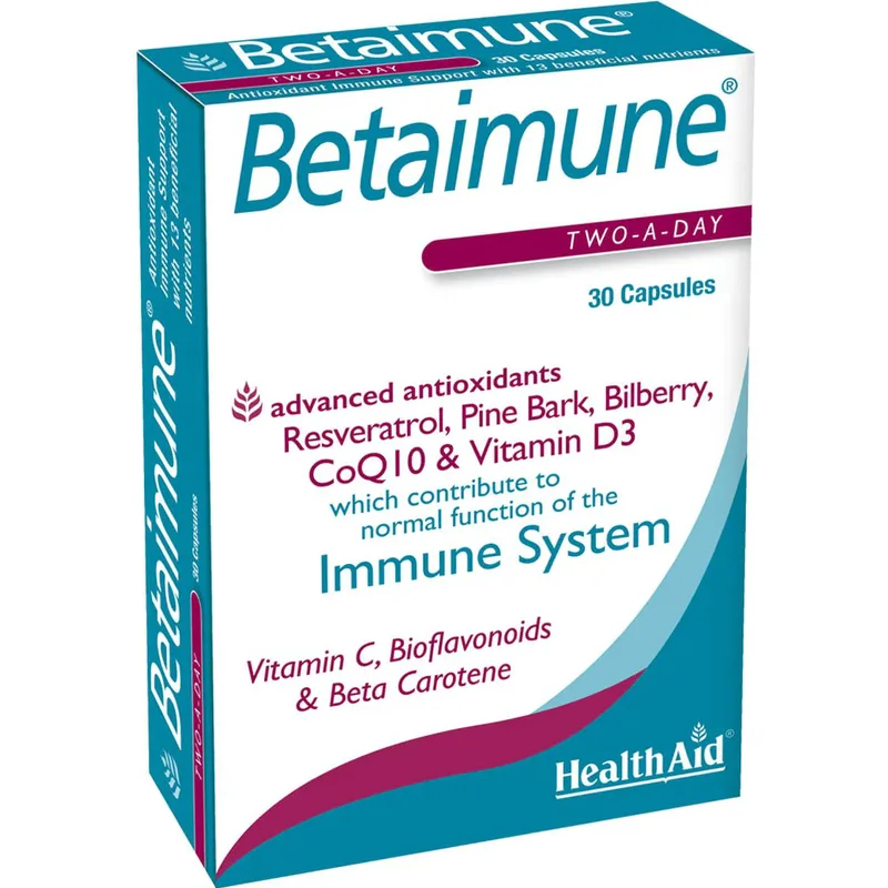 Health Aid Betaimune Συμπλήρωμα Διατροφής Βιταμινών, Μετάλλων & Εκχυλίσματος Βοτάνων με Ισχυρή Αντιοξειδωτική Προστασία για την Υποστήριξη των Κυττάρων του Μηχανισμού του Ανοσοποιητικού Συστήματος 30caps
