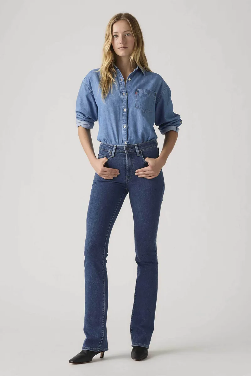 Levi's® γυναικείο ψηλόμεσο τζιν παντελόνι πεντάτσεπο Slim Bootcut Fit "725" - 187590234 Denim Blue