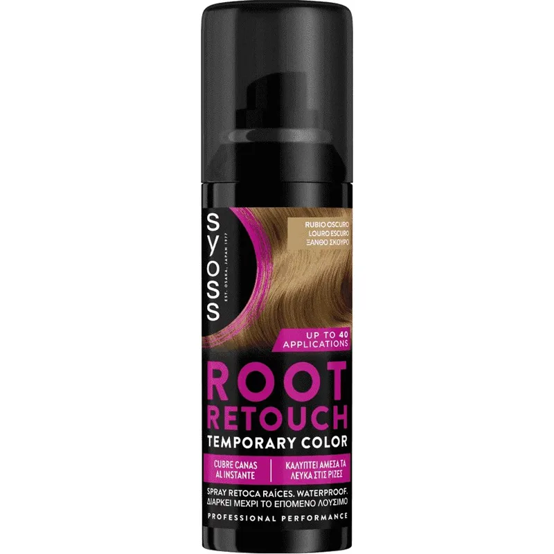Syoss Root Retouch Temporary Hair Color Spray Προσωρινής Κάλυψης της Περιοχής των Ριζών που Καλύπτει Άμεσα τα Λευκά 120ml - Ξανθό Σκούρο
