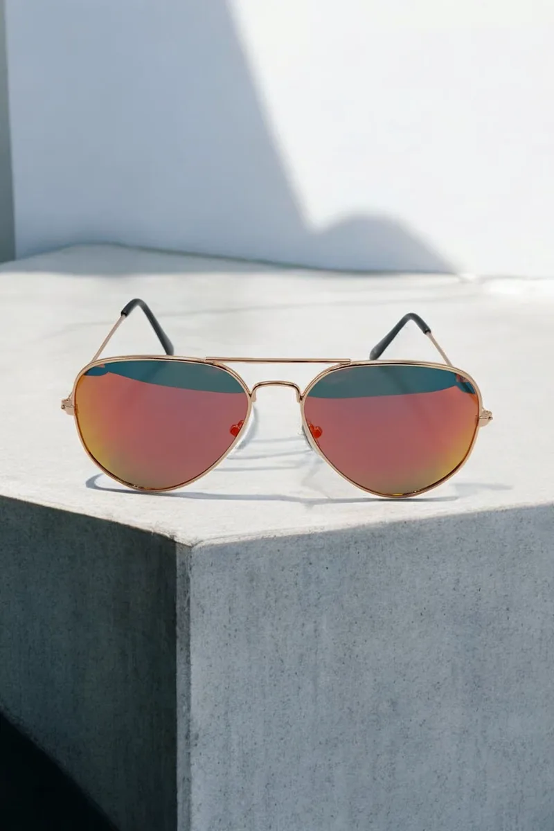 ΓΥΑΛΙΑ ΗΛΙΟΥ POLARIZED ΣΕ ΣΤΥΛ AVIATOR ΧΡΥΣΟ ΜΕΤΑΛΛΙΚΟ ΣΚΕΛΕΤΟ ΜΕ ΠΟΡΤΟΚΑΛΙ ΦΑΚΟ
