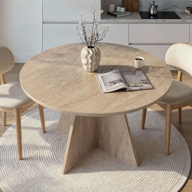 Τραπέζι Τραπεζαρίας (Φ120x75) A-G Virella 746NRD1108 Travertine