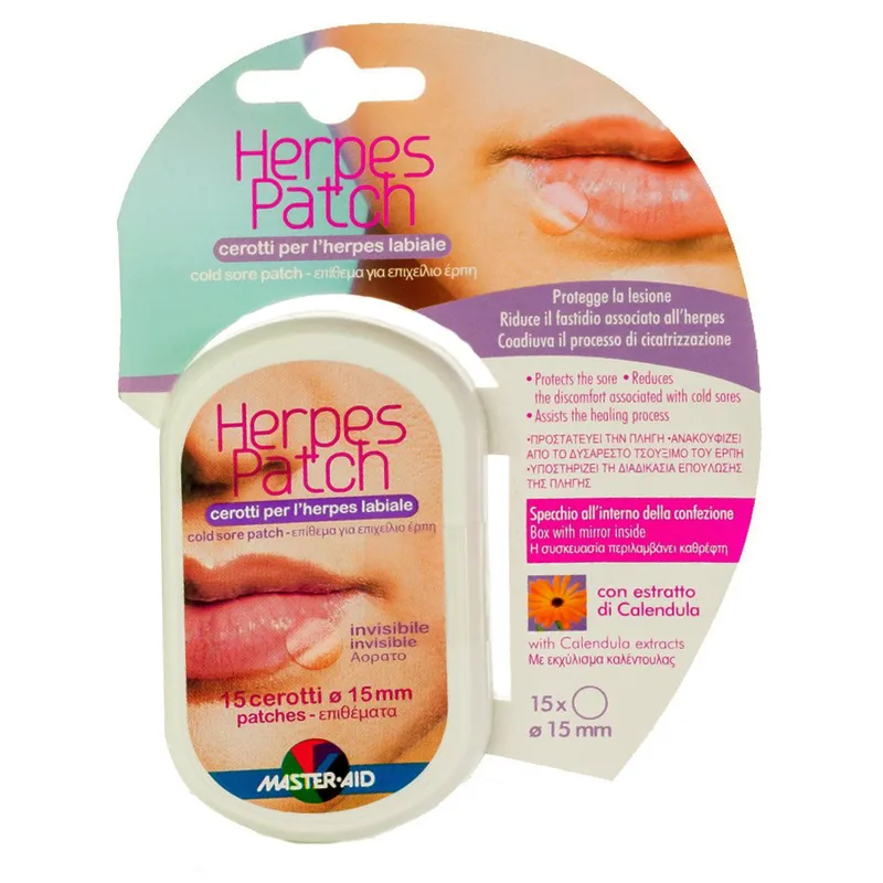 Master Aid Herpes Patch Υδροκολλοειδή Επιθέματα για τη Θεραπεία του Επιχείλιου Έρπη 15 Τεμάχια