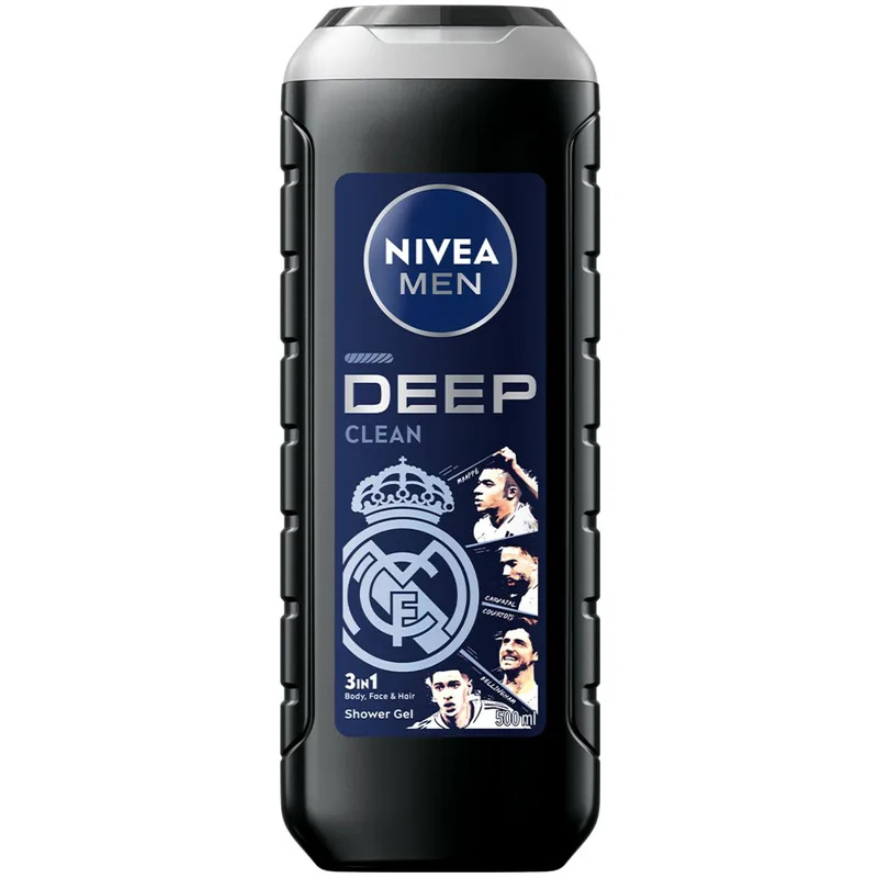 Nivea Men Real Madrid Edition Deep Clean Shower Gel Ανδρικό Αφρόλουτρο 3 σε 1 για Βαθύ Καθαρισμό & Αρρενωπό Άρωμα 500ml