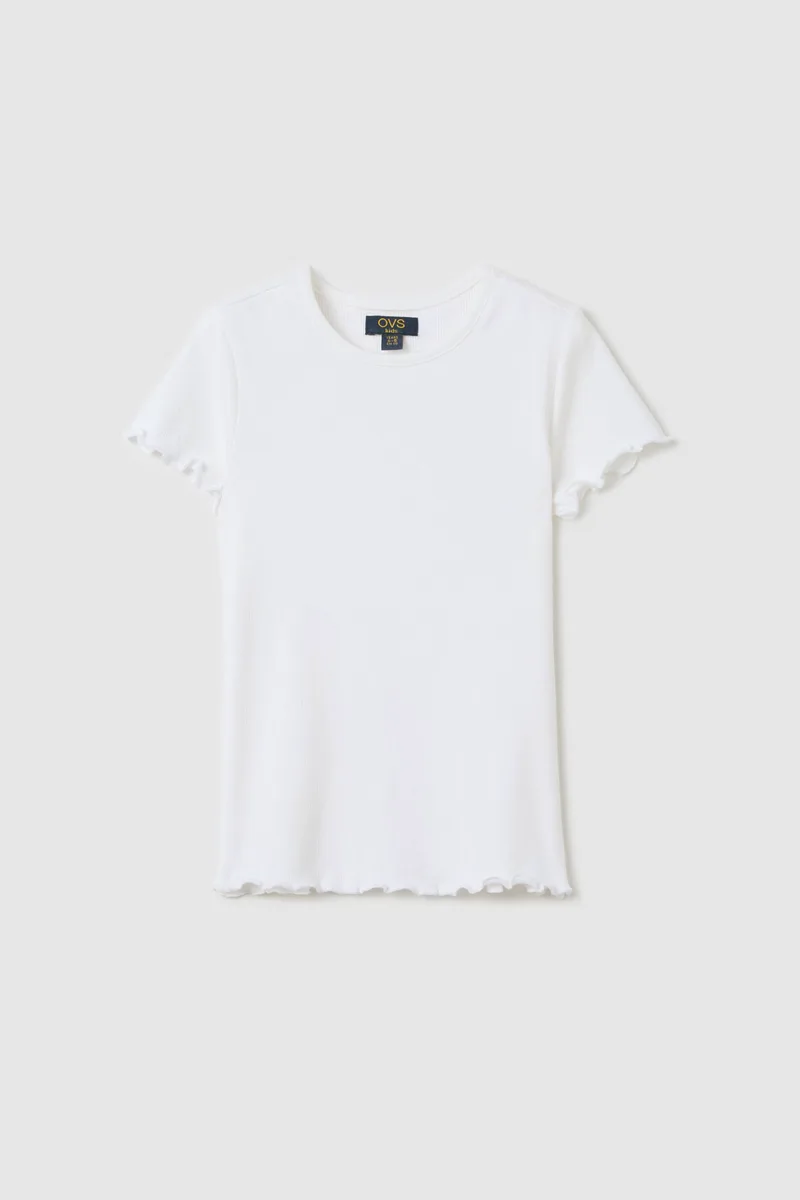 OVS παιδικό T-shirt μονόχρωμο Regular Fit - 002264861 Λευκό