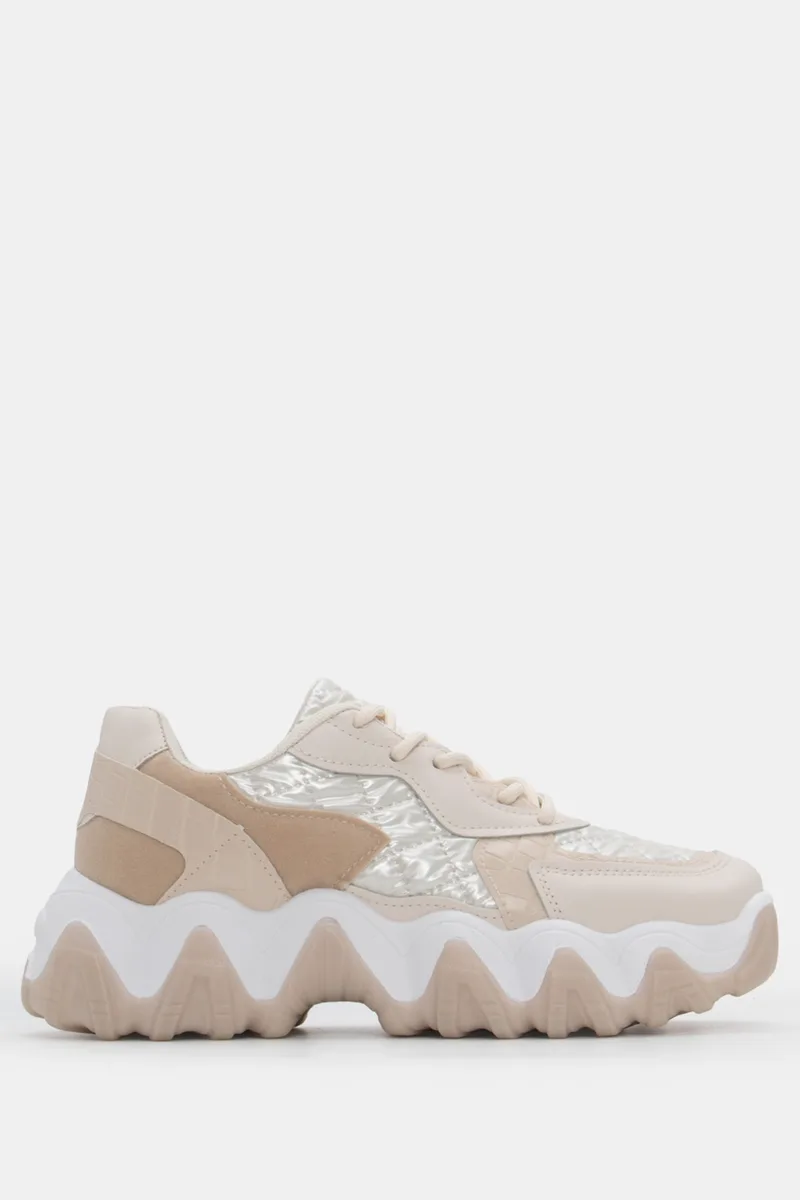 Sneakers Chunky με Λεπτομέρεια Καπιτονέ - Μπεζ