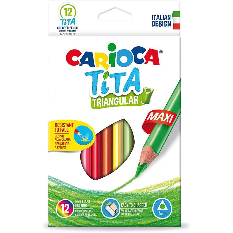 Σετ Ξυλομπογιές Χοντρές Carioca 12 τμχ - Tita Maxi Triangular