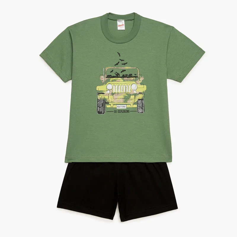 Πιτζάμα Παιδική Καλοκαιρινή Minervakia Exploring 62241-442 Green Khaki No10 No10