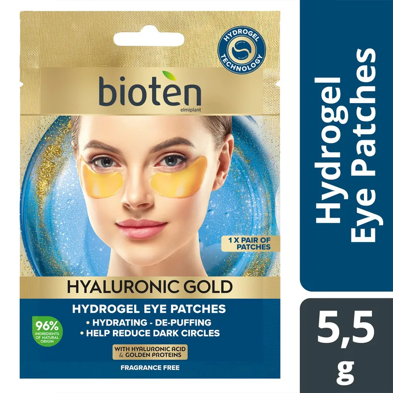 Bioten Hyaluronic Χρυσό Eye Patches Patches Ματιών για Ενυδάτωση & Μείωση του Πρηξίματος, Μαύρων Κύκλων με Υαλουρονικό Οξύ & Χρυσές Πρωτεΐνες 1 Ζευγάρι