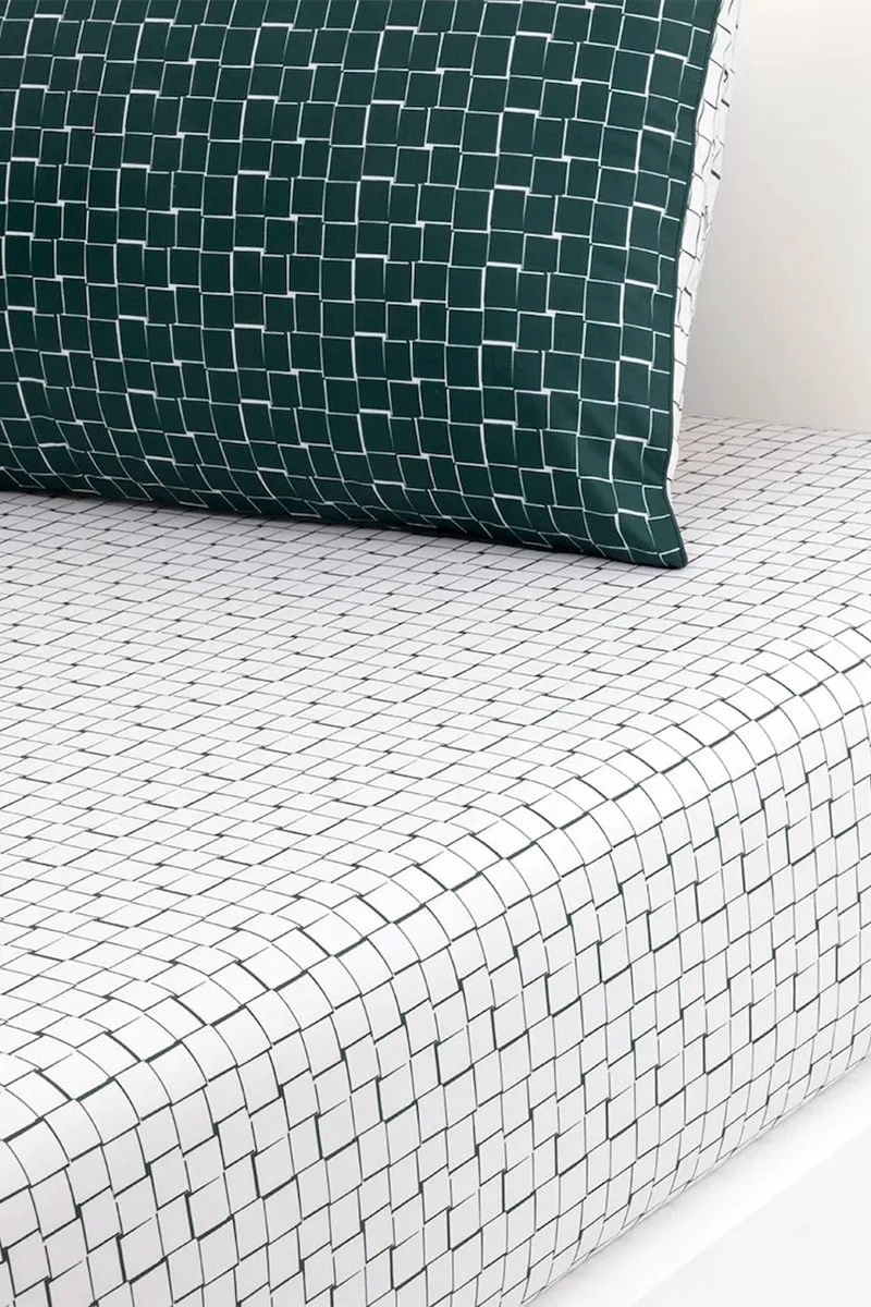 Βαμβακερό σεντόνι με λάστιχο Lacoste L BLOCK Vert 90 x 200 cm