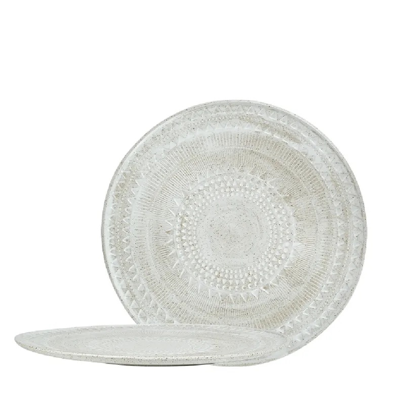 Πιατέλα Σερβιρίσματος Stoneware Ανάγλυφη Aztec White ESPIEL 30,8εκ. ZAT106K2 (Σετ 2 Τεμάχια) (Χρώμα: Λευκό, Υλικό: Stoneware) - ESPIEL - ZAT106K2