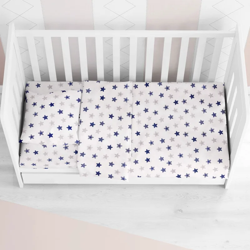 Σεντόνια Κούνιας Σετ Dimcol Star 102 Blue 120x160