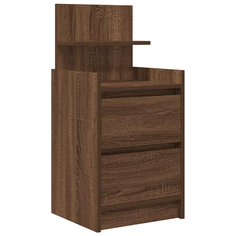 vidaXL Κομοδίνο με 2 συρτάρια Καφέ Δρυς 38x34x80 εκ.