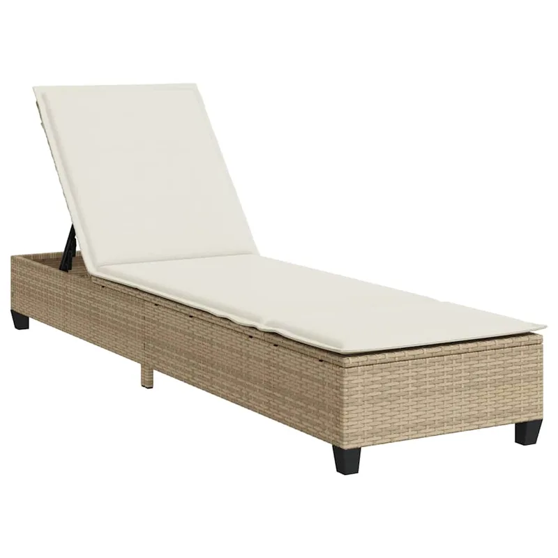 vidaXL Ξαπλώστρα με Μαξιλάρια Μπεζ 55x200x25,5 εκ. από Συνθετικό Ρατάν