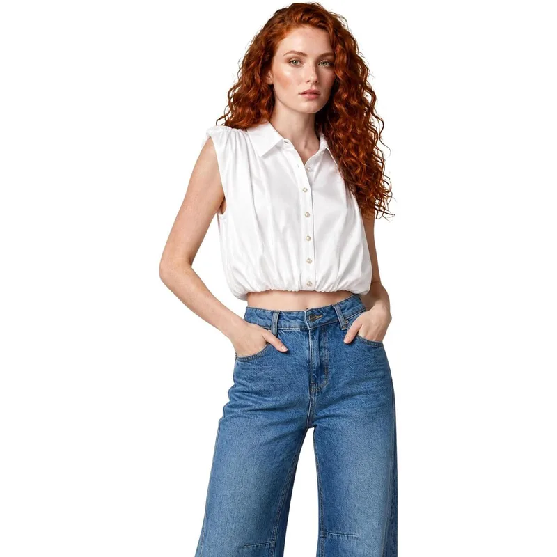 Μπλούζα I Am Blusa Tencel Smanicata 26104