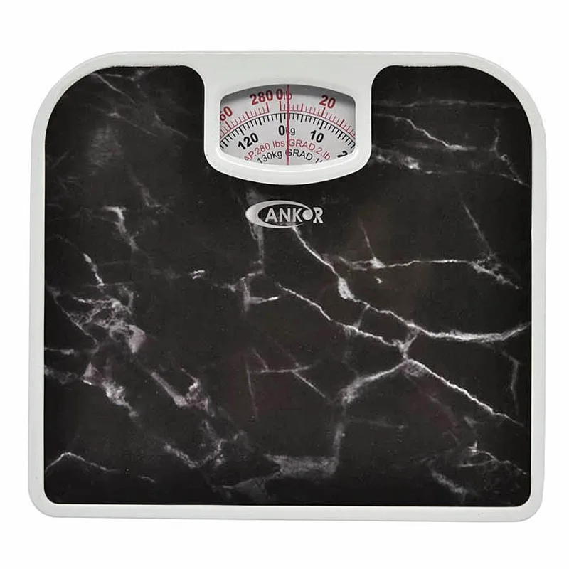Ζυγαριά Μπάνιου Μηχανική 130kg Μαύρο Μάρμαρο 26.5x24x4cm ANKOR