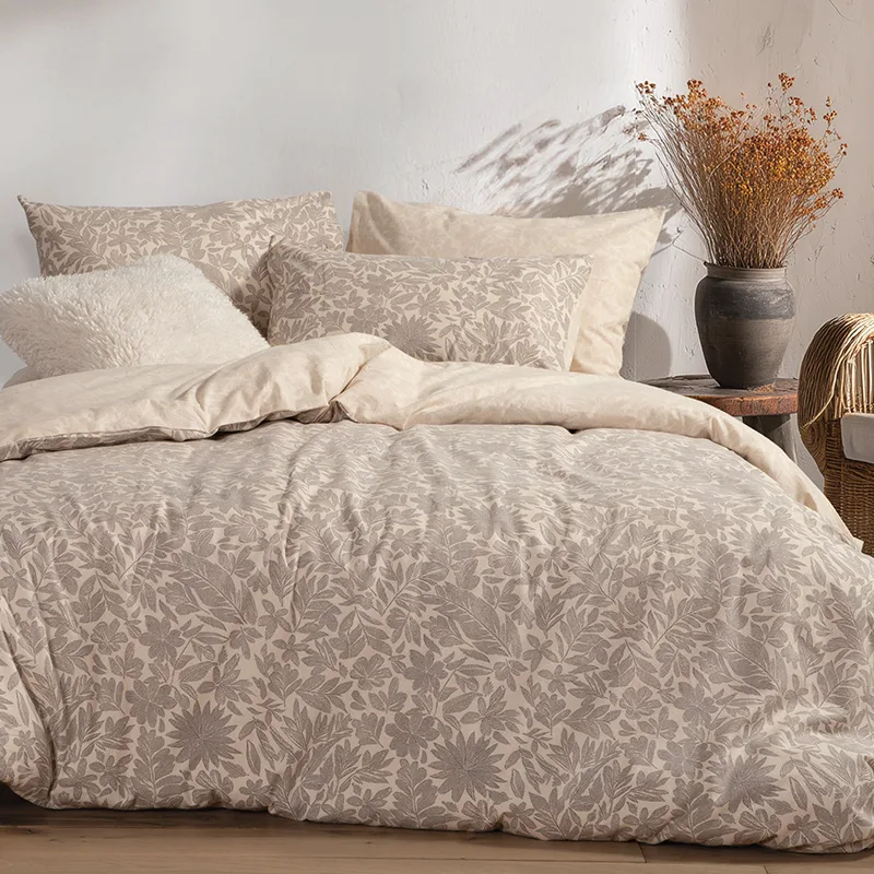 Σεντόνια Φανελένια King Size (Σετ) 180X200+32 Nef Nef Issual Grey Χωρίς Λάστιχο (180x200+32)