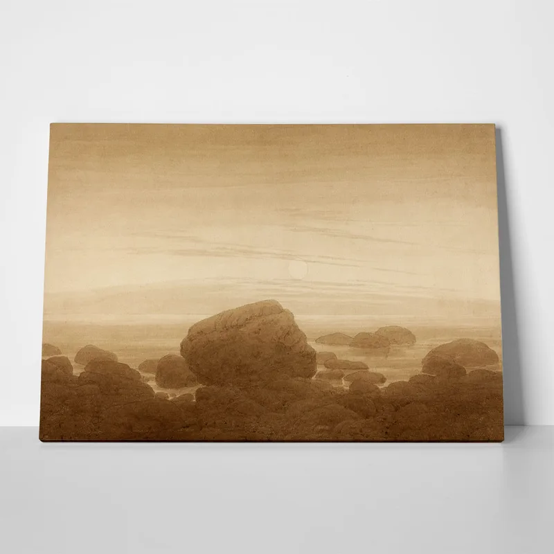 Πίνακας σε Καμβά CASPAR DAVID FRIEDRICH - MOONRISE ON AN EMPTY SHORE