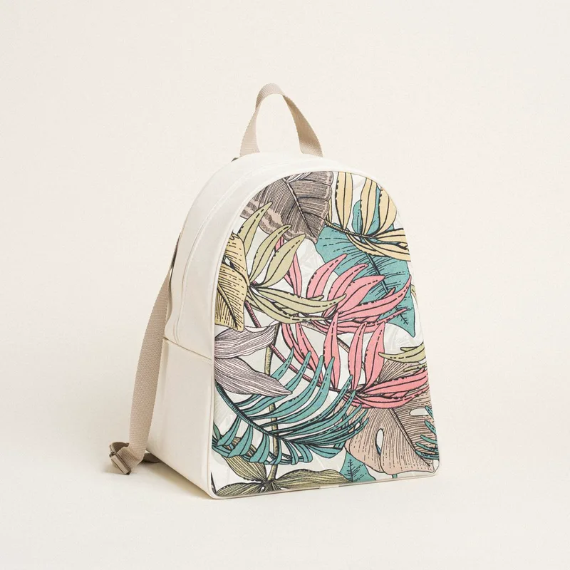 Beauty Home BACKPACK 43x35x23cm ΤΡΟΠΙΚΟ ΠΑΣΤΕΛ