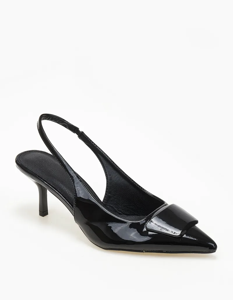 Slingback γόβες με αγκράφα - Μαύρο