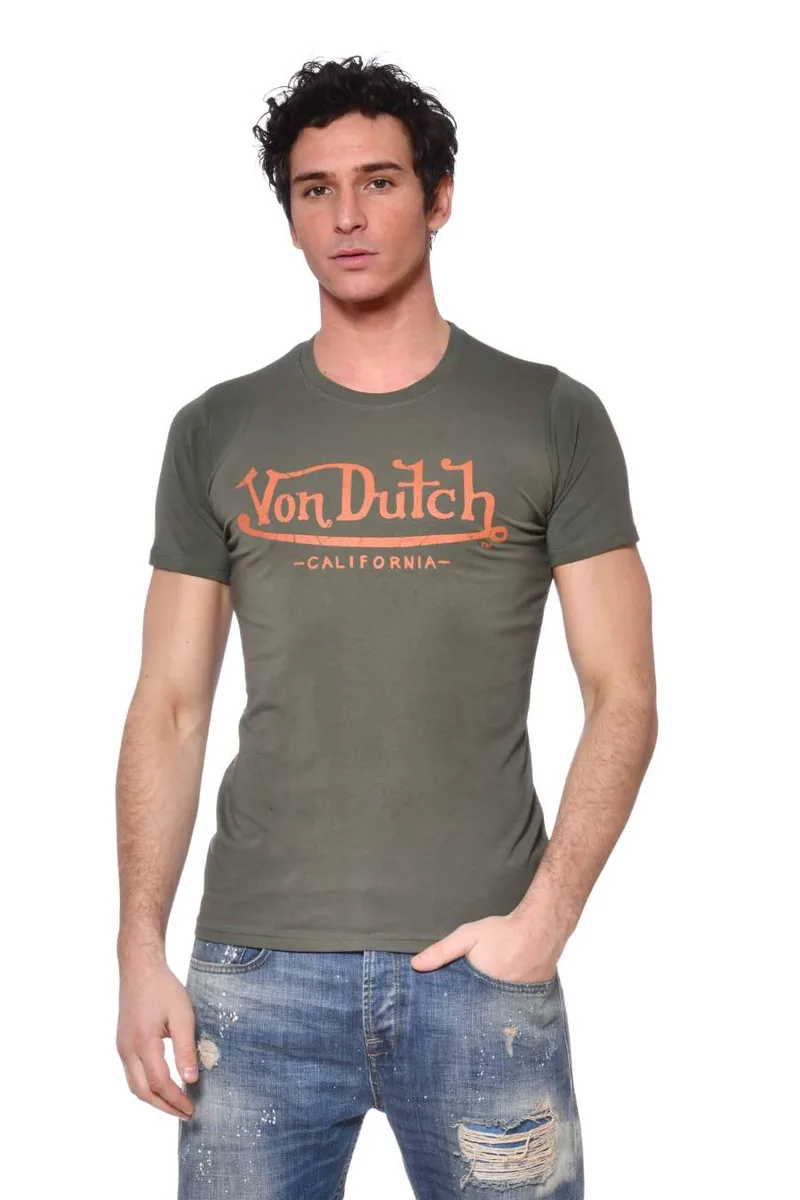 VON DUTCH Ανδρικό t-shirt TEE SHIRT CARRYOVER LIFE BIO SLIM FIT - Χακί-VD/1/TRC/LIFE/KO-KHAKI