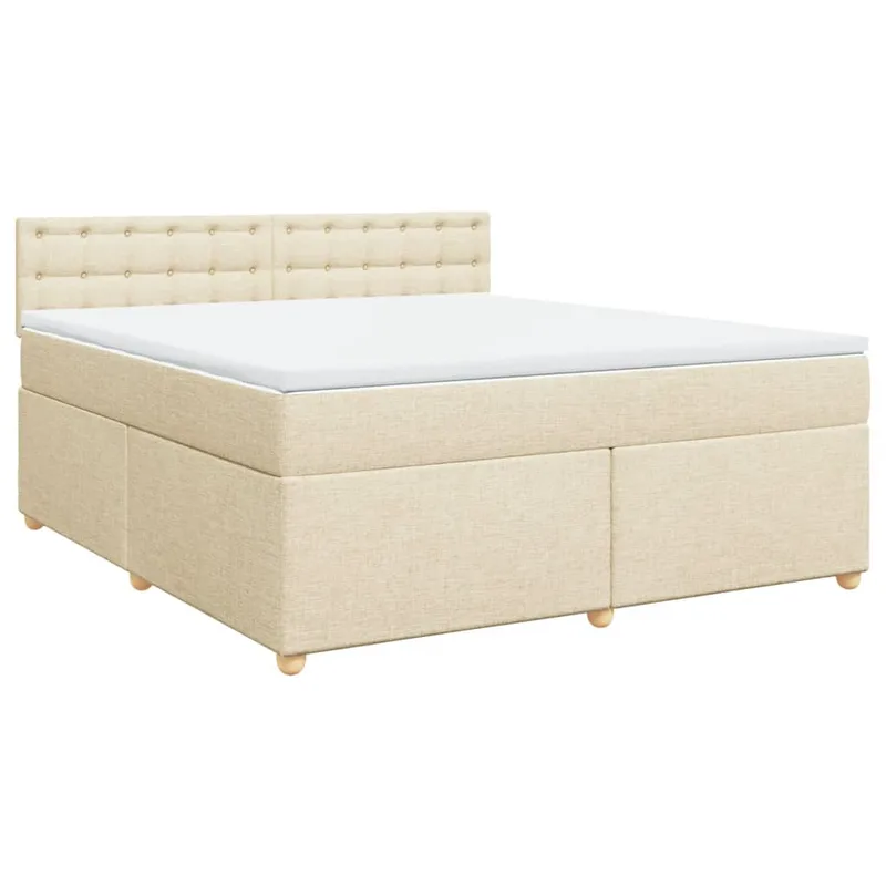 vidaXL Κρεβάτι Boxspring με Στρώμα Κρεμ 180x200 εκ. Υφασμάτινο