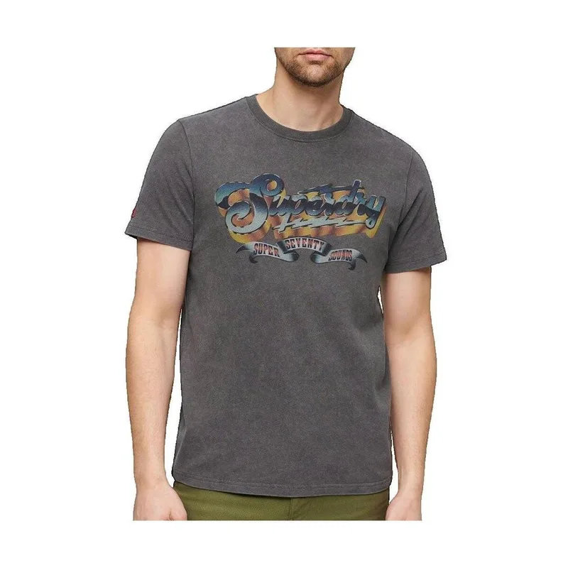 T-shirt με κοντά μανίκια Superdry T-shirt Rock Graphic Band gris anthracite