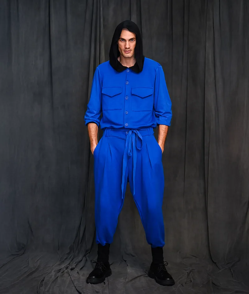 SWES Oversized Jumpsuit Blue Blue with Black