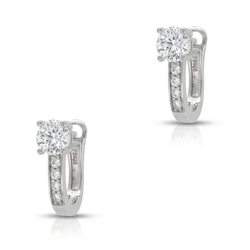 Σκουλαρίκια Κρίκοι με Moissanite Diamonds από Ασήμι SK4053