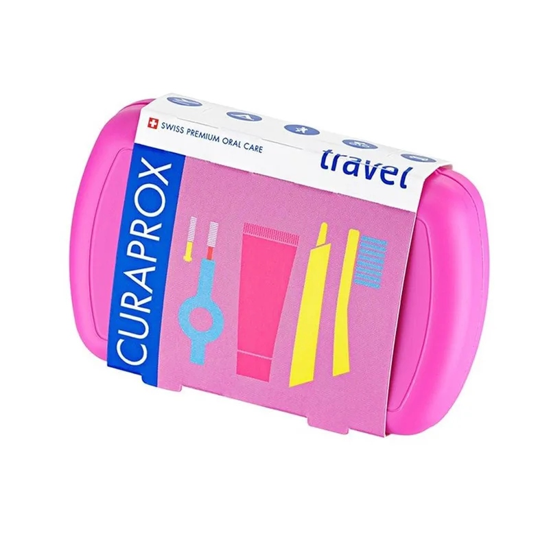 Curaprox Travel Set Ροζ Σετ Ταξιδίου Στοματικής Φροντίδας σε Ροζ Χρώμα 1 Τεμάχιο