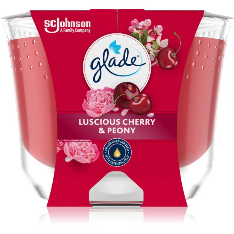 GLADE Luscious Cherry & Peony αρωματικό κερί 204 γρ