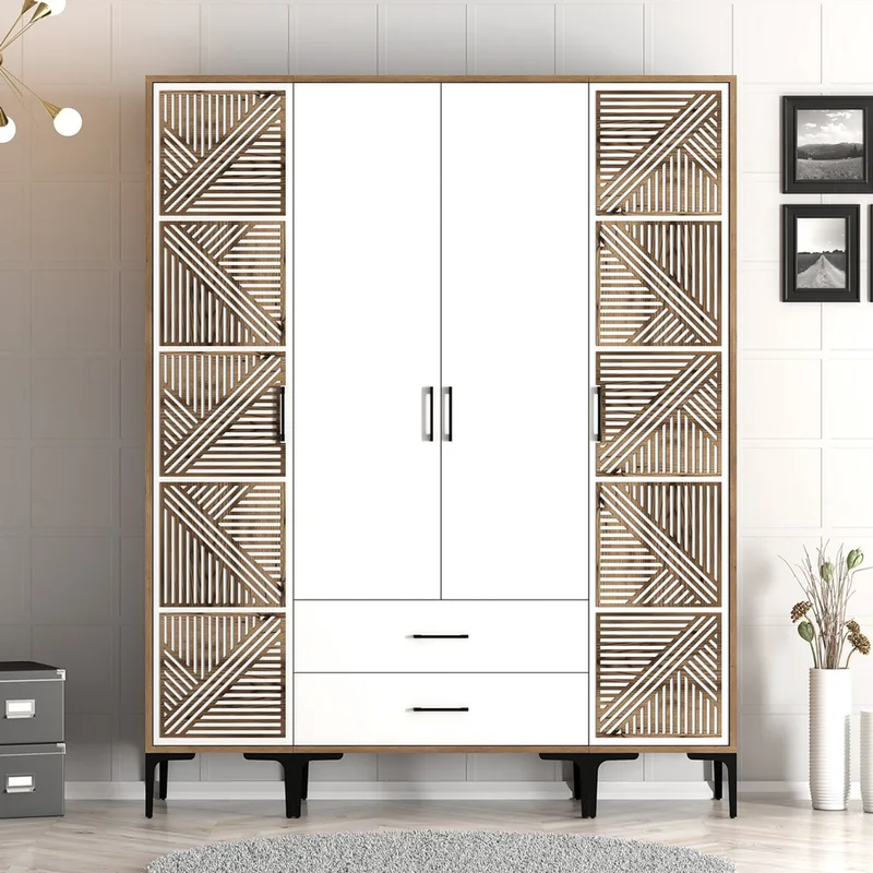 Ντουλάπα Ρούχων Kumsal Ptp - Walnut, White 845Hct5470 (160x201,4x47,5 cm)