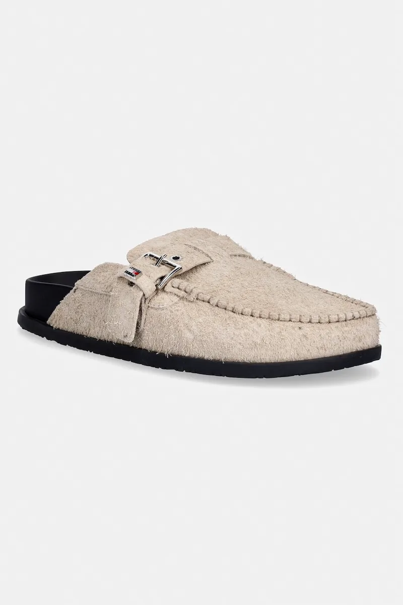 Tommy Jeans σαγιονάρες μουλάρια γυναικεία σουέτ TJW COMFORT SUEDE MULE