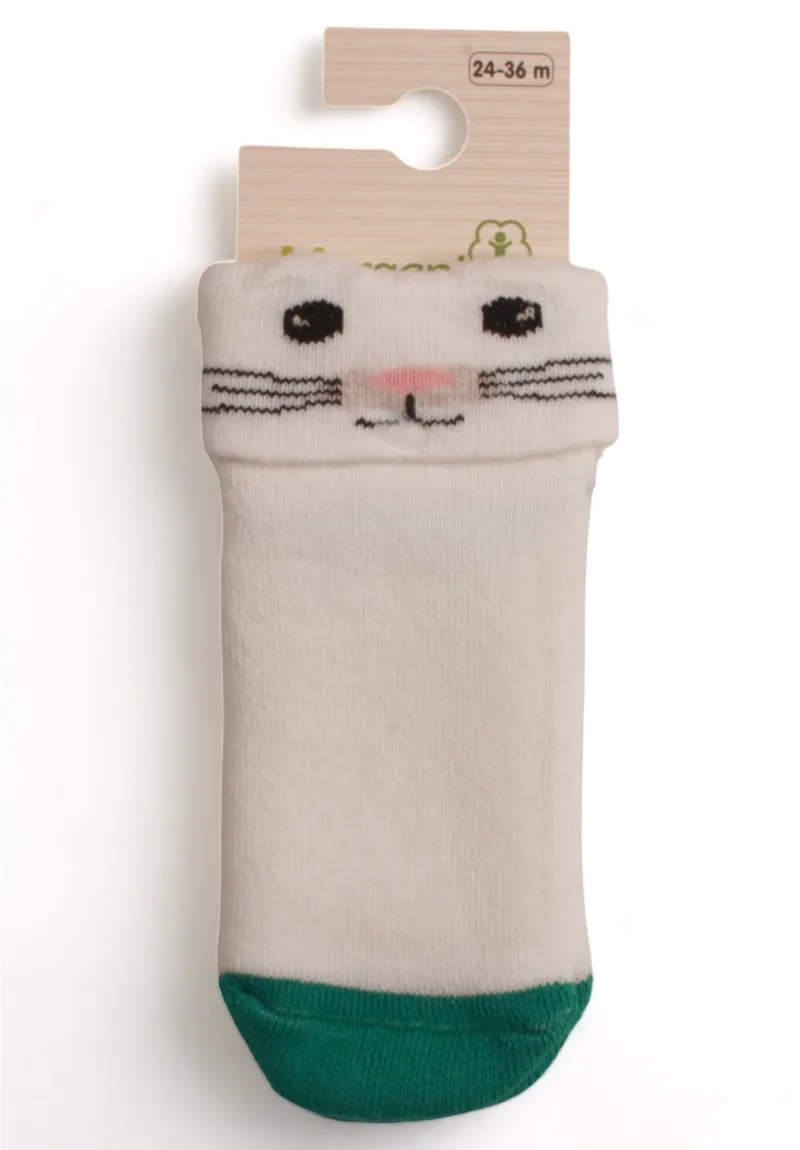 Καλτσάκια bebe για κορίτσι πετσετέ Biorganic Cute Cats BRG68375-Εκρού