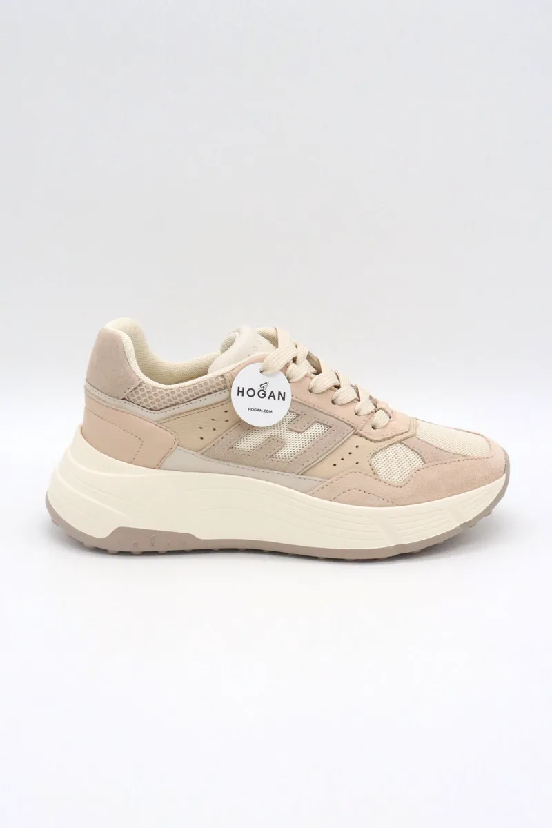 HOGAN ΠΑΠΟΥΤΣΙΑ SNEAKERS ALLACCIATO H ΔΕΡΜΑ ΜΠΕΖ