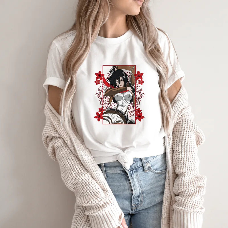 Mikasa Anime - Organic Vegan T-Shirt Unisex - Λευκό - XL