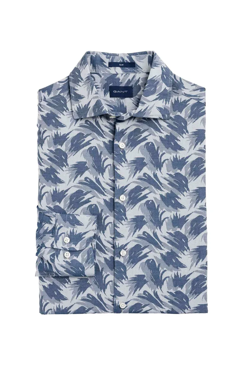 Gant ανδρικό πουκάμισο με all-over print Slim Fit - 3003076 Μπλε