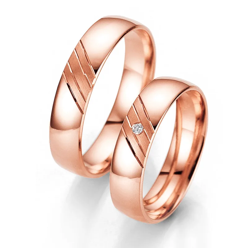 Ροζ Χρυσή Βέρα Γάμου Breuning με ή χωρίς Πέτρες WR317R diamonds k8