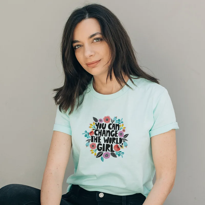Change the world - Organic Vegan T-Shirt Unisex - Μέντα - M