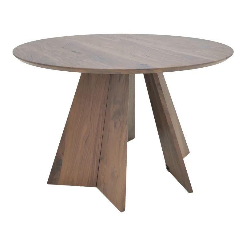 Τραπέζι Bibble pakoworld mdf σε καρυδί απόχρωση Φ120x76εκ - PAKO WORLD - 357-000022