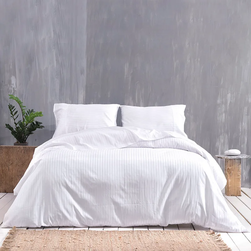 Σεντόνι Μεμονωμένο Μονό 170X270 Rythmos Satin Stripes Λευκο Χωρίς Λάστιχο (170x270)