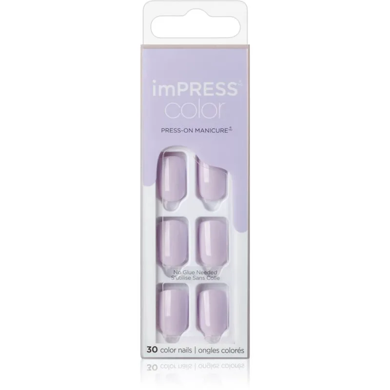 KISS imPRESS Color Short Ψεύτικα νύχια αυτοκόλλητα Picture Purplect 30 τμχ