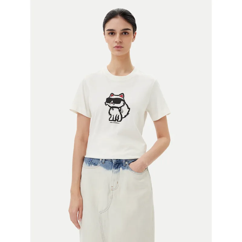 KARL LAGERFELD T-Shirt A1W17128 Εκρού Regular Fit