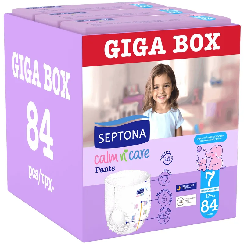 Septona Calm n' Care Pants Giga Box Extra Large Plus No7 (17+kg) 84 Τεμάχια (3x28 Τεμάχια)