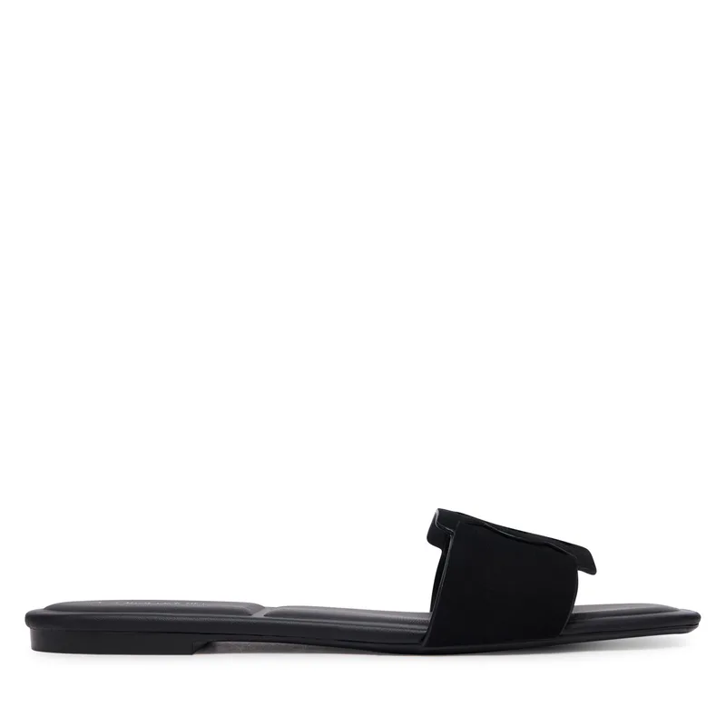 Παντόφλες Calvin Klein Square Flat Sndl Embl Suede HW0HW03055 Μαύρο