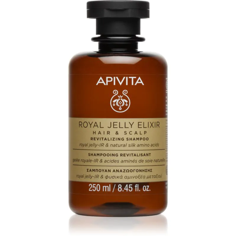 Apivita Royal Jelly Elixir Revitalizing Shampoo αναζωογονητικό σαμπουάν ενάντια στα συμπτώματα της γήρανσης των μαλλιών 250 ml