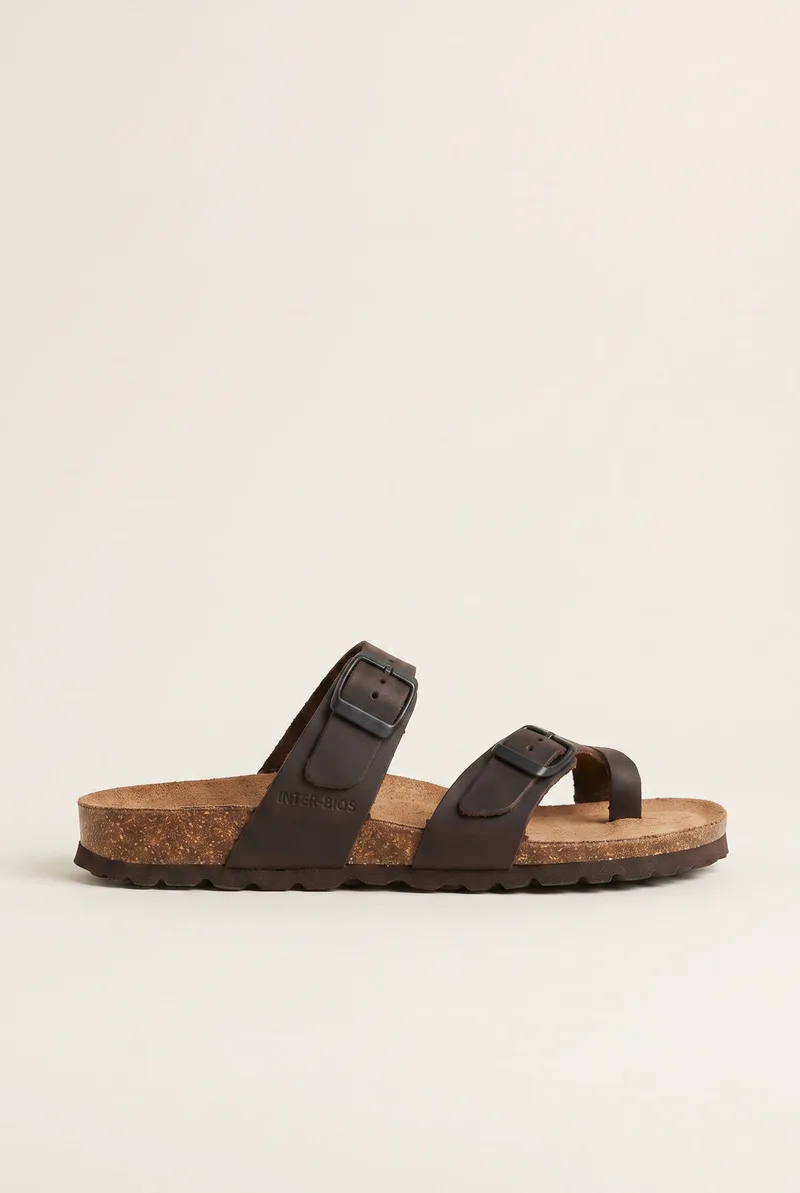 Inter - Bios Leather Anatomic Sandals - 7212 - Σκούρο Καφέ Ματ