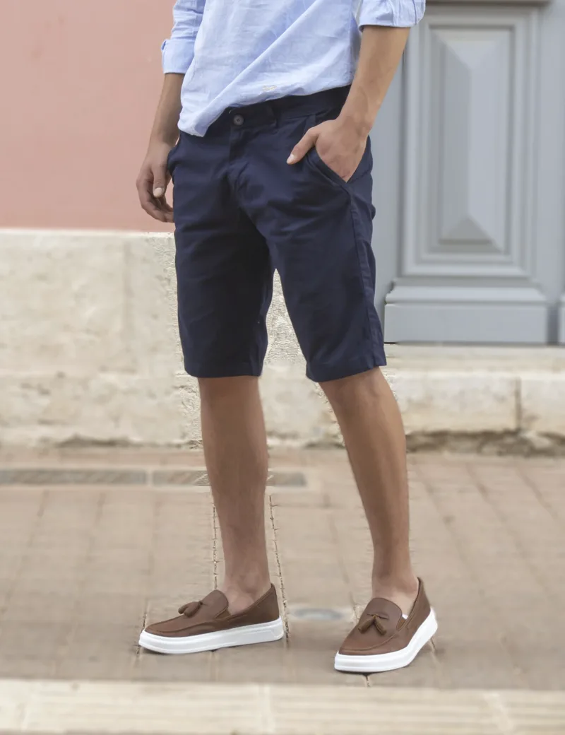 Ανδρική μπλε chinos υφασμάτινη βερμούδα 210312L