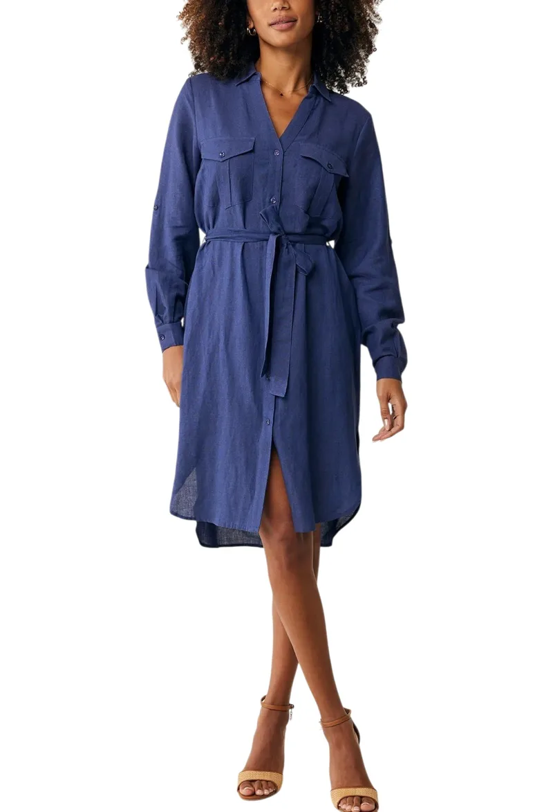 Φόρεμα Mexx Linen Midi Dress MF006301951W-Navy Γυναικείο