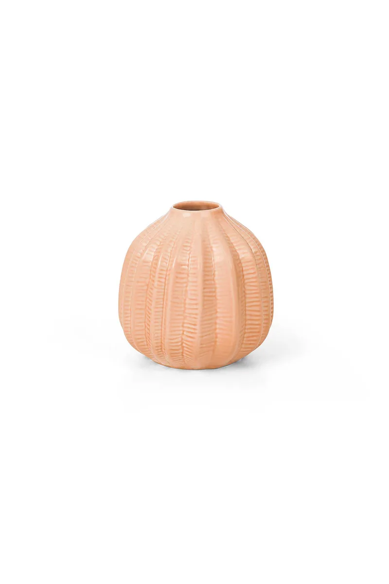 Coincasa διακοσμητικό κεραμικό βάζο χώρου μονόχρωμο με ανάγλυφο σχέδιο 15 cm - 007357756 Κεραμιδί